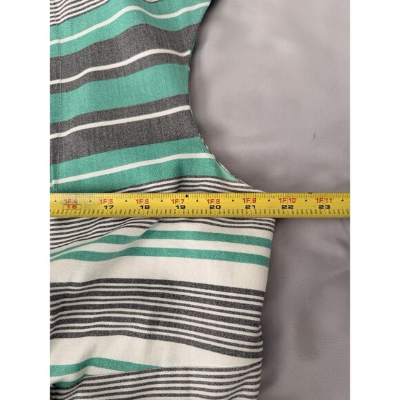 Calvin Klein 16W Sheath Dress Green Gray Stripe Belted Knee Length Lined Career - Picture 9 of 10